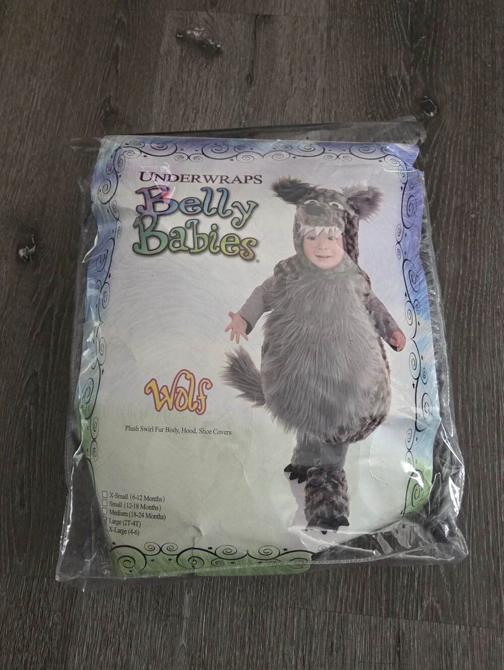 Belly Babies Plush Grey Wolf Toddler Halloween Costume - Large (2T-4T)